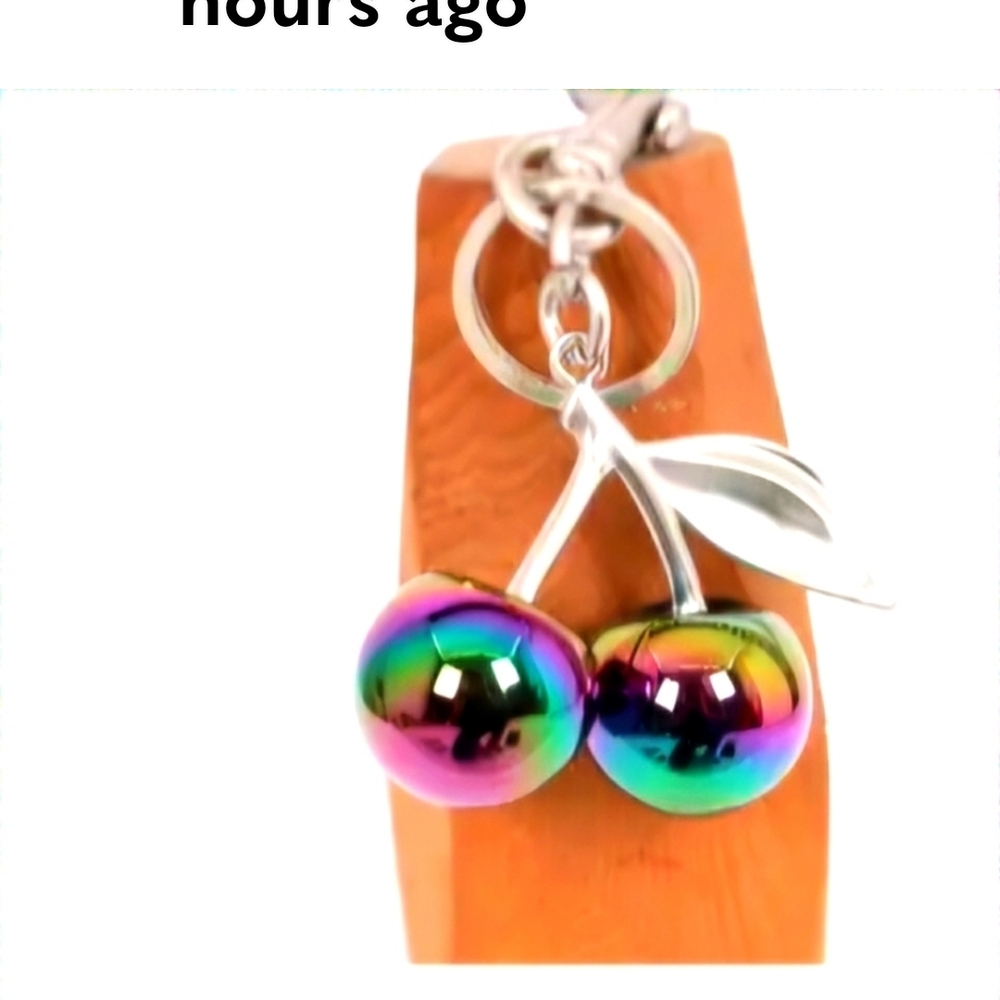 Rainbow Cherry Keychain
